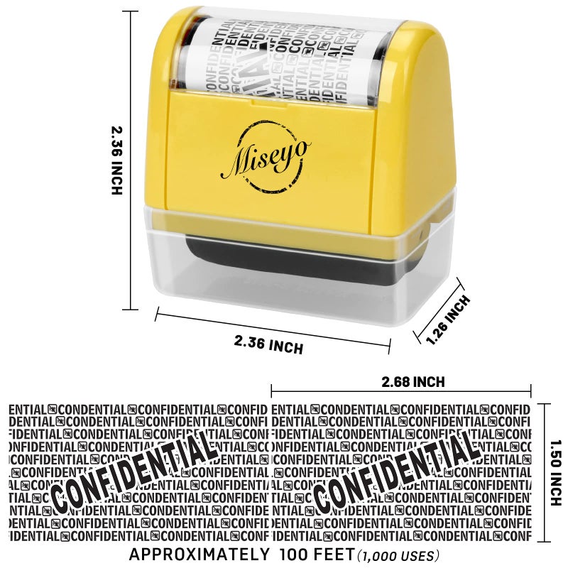 Miseyo Wide Roller Stamp Identity Theft Stamp 1.5 Inch Perfect for Privacy Protection - Yellow - Image 2